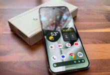 Google Pixel 10 Pro review product photo for Numerello on a modern desk showcasing the camera visor, LTPO OLED display, and Tensor G5 silicon callouts.